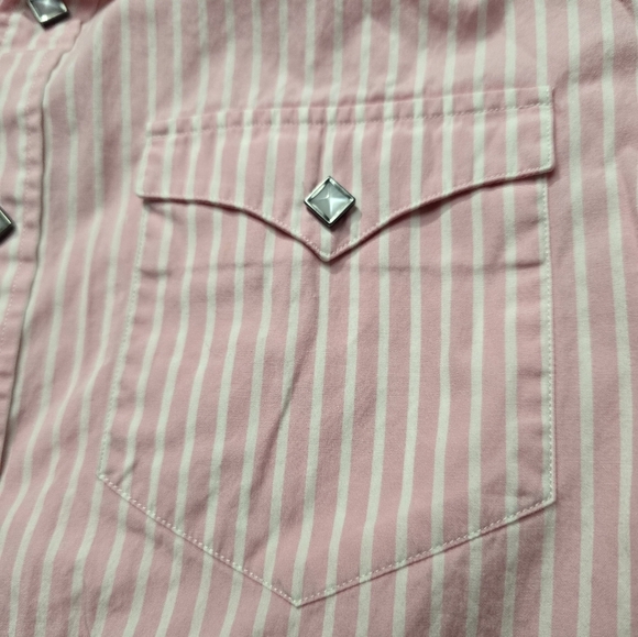Ralph Lauren Slim Fit PinkWhite Striped Western Long Sleeve Snap Down Shirt Sz 4 - Picture 6 of 11
